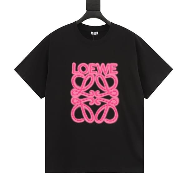 すぐ届くロエベ ネオン ロゴ入り コットン Tシャツ パチモン loo79322